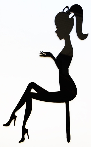 Cake Topper - Silhouette sitzende Frau - Schwarz